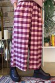 Nora Brushed Cotton Gingham Kick Pant Aubergine